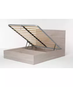 LETTO MATRIMONIALE "HI BOX" OLMO NATURALE CON RETE E CONTENITORE 160X190 CM